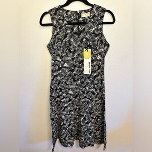 NEW People Tree 100% Organic Cotton V-Neck Dress Cream and Black Size 10